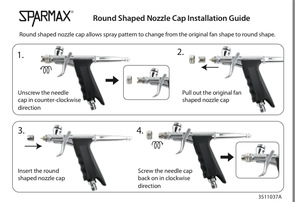 Round shape nozzle cap installation